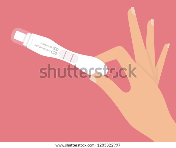 Womans Hand Holding Positive Pregnancy Test Stock Vector Royalty Free 1283322997 Shutterstock