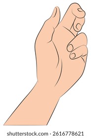 Woman's hand holding something. Illustration in colors and vector format.  