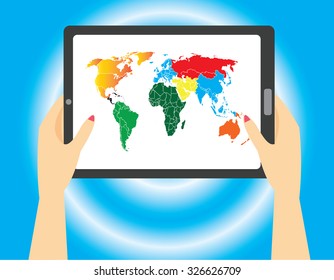 woman's hand holding a tablet