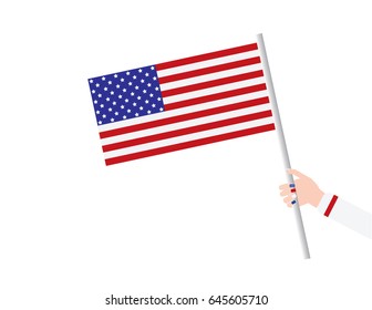 Woman's hand holding USA flag - 4th of July clip art
