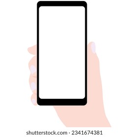 a woman's hand holds a mobile phone