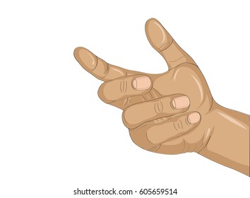 A woman's hand holds something invisible. Empty place for your ad or product or object. Simply insert into the palm of your hand. Vector illustration isolated on white background
