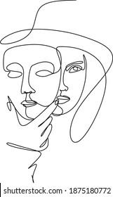 a woman's hand holds a white plaster mask in front of her face. The concept of social and psychological masks. A linear pattern. Psychology. Horoscope. Mask. Emotion