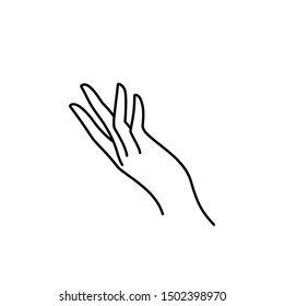 Woman's hand icon line. Vector Illustration of female hands of different gestures. Lineart in a trendy minimalist style.