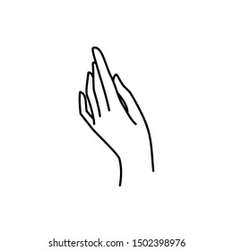 Woman's hand icon line. Vector Illustration of female hands of different gestures. Lineart in a trendy minimalist style.