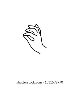 Woman's Hand icon line. Vector Illustration of female hand. Lineart in a trendy minimalist style. For logo or emblem, postcards, posters, t-shirt print