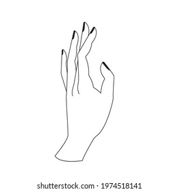Woman's hand icon outline style. Elegant female hand in a trendy minimal linear style. To create prints, logos and designs.