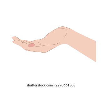 La mano de una mujer es liviana. Estilo plano.	
