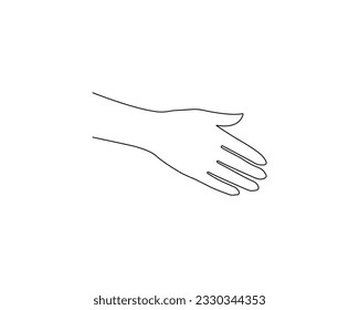 Woman's hand line icon. Vector Illustration of female hands of different gestures - peace, okay, symbol Gun, Fuck You, Lucky, heart. Line Art in a trendy minimalist style.isolated on white background.
