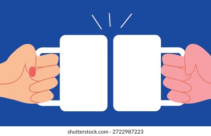 A woman's hand a man's hand and a cup