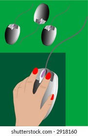 woman's hand on computer mouse