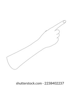 Woman's hand points to the side with the index finger, isolate