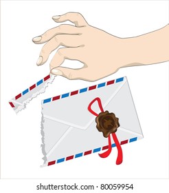 woman's hand scroll of old letters