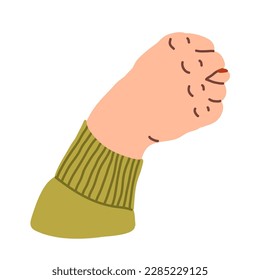 Woman's hand showing fig gesture. Denial sign. T is the twentieth letter of the alphabet in sign language. Deaf language. Figa mudra