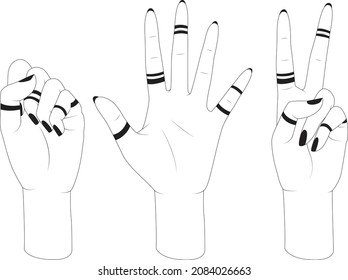 woman's hand stone scissors paper 