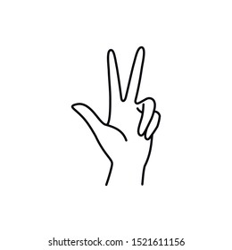 Woman's Hand with three finger pointing up icon line. Vector Illustration of female hands gesture. Lineart in a trendy minimalist style. For logo, postcards, posters, t-shirt print