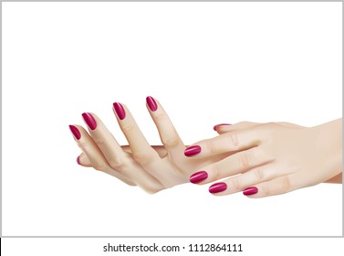 A woman's hand. Vector hands. Nails, fingers, hands.
.Business card, sticker, picture, leaflet with the image of women's hands, for beauty salons.