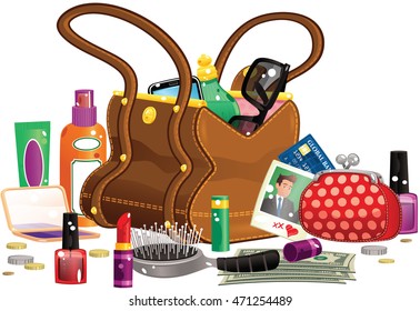 Woman's handbag and contents.