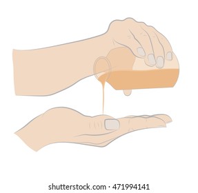 Woman's hands with essential oils. vector illustration