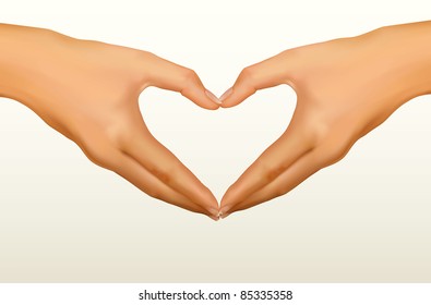 Woman's hands made in the form of heart. Vector illustration