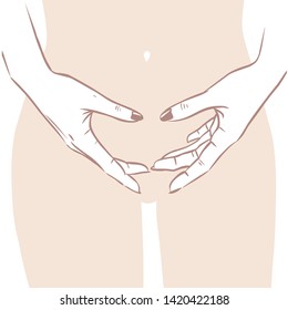 Woman's hands making gesture of love. Vector hand drawn illustration