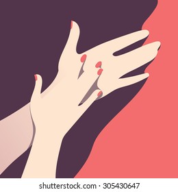Woman's hands. Vector graphics
