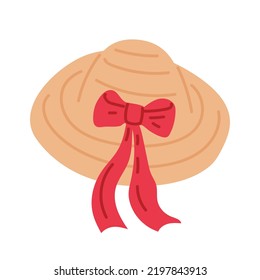A woman's hat with a bow. Spring collection. Flat vector illustration