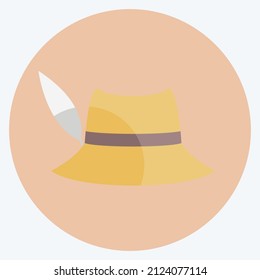 Woman's Hat Icon in trendy flat style isolated on soft blue background