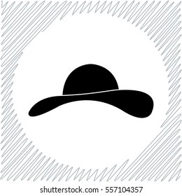 Woman's hat vector icon - black  illustration