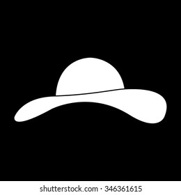 woman's hat vector icon isolated on black