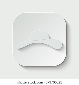 woman's hat vector icon - paper illustration