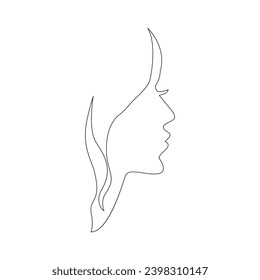 Ilustración de esquema de arte de una sola línea para mujeres cabeza y cara