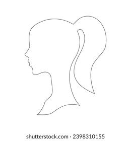 Womans head and Face single  line art outline illustration