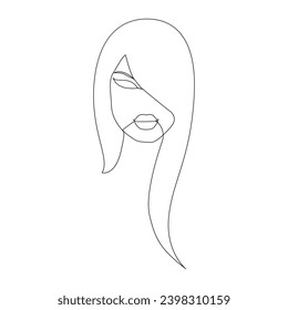 Ilustración de esquema de arte de una sola línea para mujeres cabeza y cara
