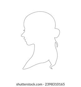 Womans head and Face single  line art outline illustration