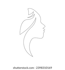 Ilustración de esquema de arte de una sola línea para mujeres cabeza y cara