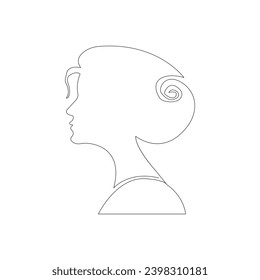 Womans head and Face single  line art outline illustration