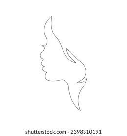 Womans head and Face single  line art outline illustration