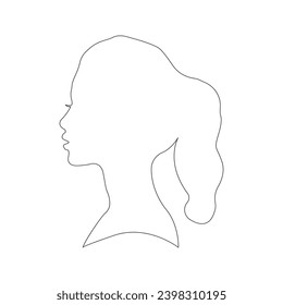 Womans head and Face single  line art outline illustration