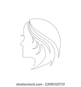 Womans head and Face single  line art outline illustration