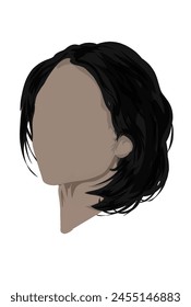 woman's head with half-cut hair without background