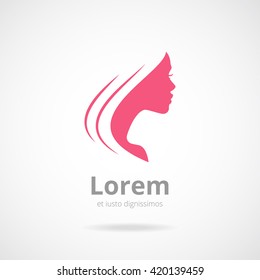 Woman's head logotype. Abstract logo concept for spa, massage, cosmetic shop. Vector logo template. Beauty salon logotype.