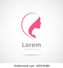 Woman's head logotype. Abstract logo concept for spa, massage, cosmetic shop. Vector logo template. Beauty salon logotype.