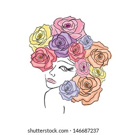 Woman's head with roses