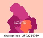 Woman's head set silhouette, women's day design concept.