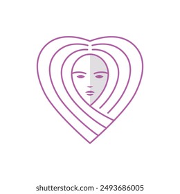 Woman's Heart Logo Vector, simple, minimalist and modern. Suitable for businesses related to beauty, fashion, salons, spas and many more.