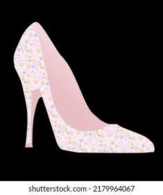 Woman's High heels shoes with prints clipart illustration 