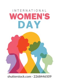 Womans international day. Diverse people face together. Embrace Equity
