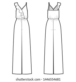 womans jumpsuit with volant on shoulder