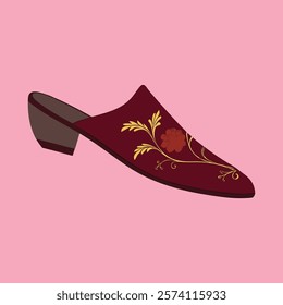 woman's leather shoes design vector art illustration 